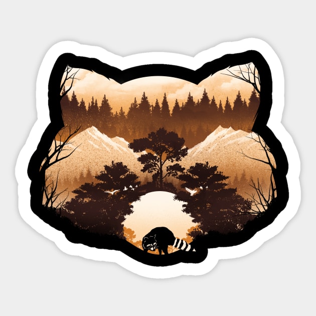 Raccoon Sunset Sticker by DANDINGEROZZ